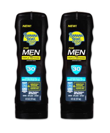 Banana Boat Sunscreen for Men Triple Defense Broad Spectrum Sun Care Sunscreen Lotion - SPF 30 6 Ounce