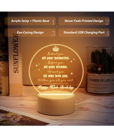 Vetbuosa 40th Birthday Gifts for Women and Men 40 Years Old Birthday Gifts Night Light 1982 40th Birthday for Father Mother Friends Daughter Son Husband Wife Anniversary Ideas Night Lamp 40th Birthday Gifts Night Light - Buy Online on GoSupps.com