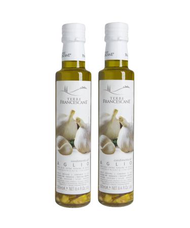 Pack of 2 Terre Francescane - Garlic Oil - Extra Virgin Olive Oil with Garlic (2 x 250 ml)