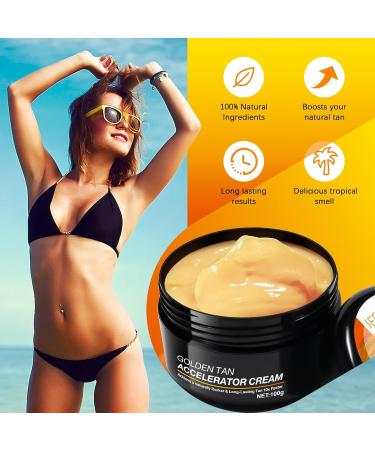 Golden Tan Accelerator Cream Fast Dark Tanning Lotion for Outdoor Sun & Tanning Bed Natural Glow with Tropical Scent Non-Sticky Long-Lasting Results 1pcs 50g - Buy Online on GoSupps.com