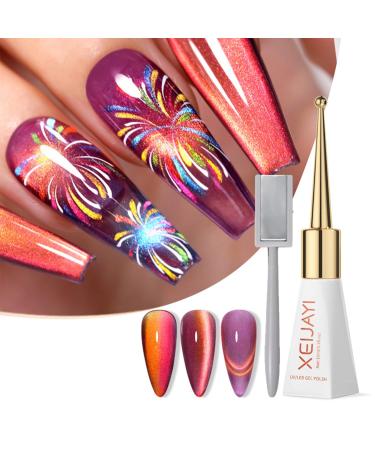 SONGQEE Cat Eye UV Gel Nail Polish - 10 ml Gel Nail Polish for Women Home DIY Nail Art Manicure Durable (003 Dark Purple Style)