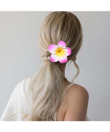 16 Pcs Plumeria Hair Clips - Multicolor Hawaiian Floral Barrettes for Women - Tropical Luau Festival Headpiece - Buy Online on GoSupps.com