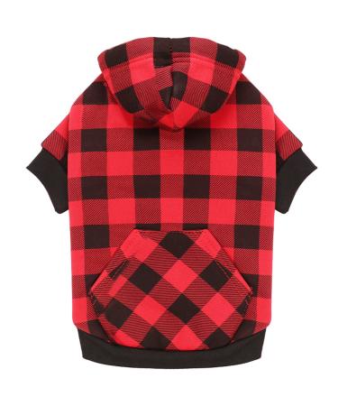 Dog Hoodie Dog Sweater Red Buffalo Plaid Dog Clothes Warm and Soft Breathable Cozy Large Dog Sweater Dog Hoodies for Large Dogs with Pocket(L)
