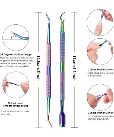 4-Piece Cuticle Slide Set & Nail Shaver - Stainless Steel Nail Skin Remover Tools for Manicure & Pedicure - Colorful Gradient Design - Buy Online on GoSupps.com