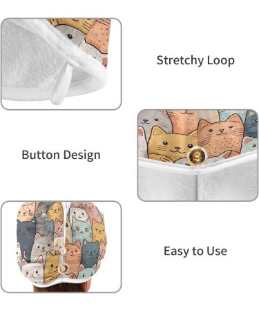 Large Group of Cats Dry Hair Cap - 2 Piece Quick Drying Towel Set with Button Headband | Super Absorbent & Comfortable - Buy Online on GoSupps.com