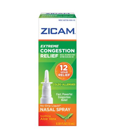 Zicam Extreme Congestion Relief No-Drip Liquid Nasal Spray with Soothing Aloe Vera 0.5 Ounce (Pack of 2) 0.5 Fl Oz (Pack of 2)