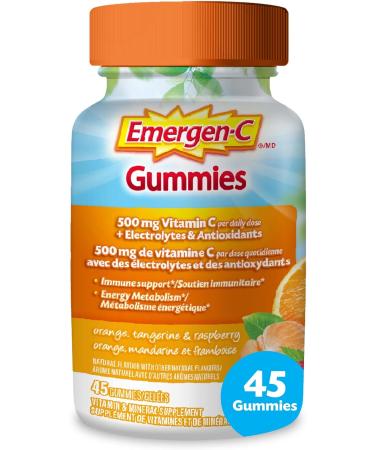 Emergen-C Immune Support Gummies A Boost of Vitamins and Minerals Orange Tangerine & Raspberry Mix 45 Gummies & Immune+ Junior Vitamin C Gummy Supplement 44 Gummies Tangerine & Raspberry+ Fun-tastic Fruit 45 count (Pack of 1) - Buy Online on GoSupps.com