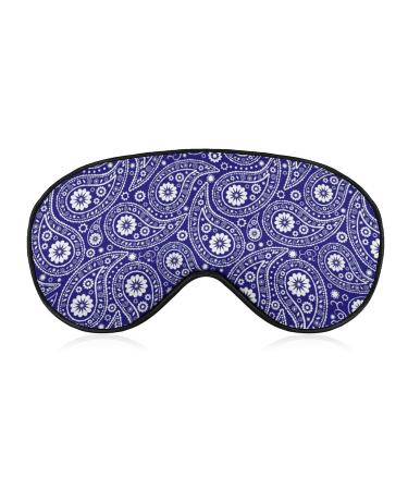 Blue Paisley Sleep Mask for Women Adjustable Sleeping Eye Shades Cover with Elastic Strap