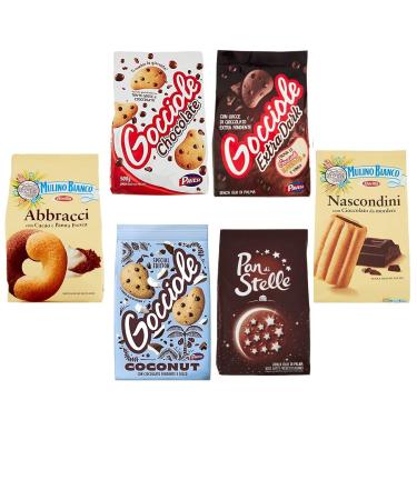 Pavesi Pavesi Barilla Biscuits Gocciole Test pack Chocolate Dark Coconut biscuits + Mulino Bianco Pan di stelle Abbracci Nascondini 350 g