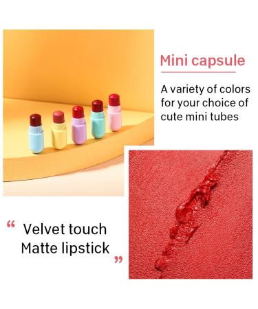 Prreal Capsule Lipstick Set - 5 Colors Long-Lasting Velvet Matte Waterproof Mini Lipstick Gift for Girls - Perfect for International Shipping - Buy Online on GoSupps.com