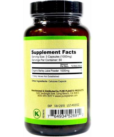 Pure Planet Just Barley - 180 Veggie Caps | Organic Barley Supplement for Health - Buy Online on GoSupps.com