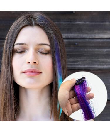 Buy Szxmdkh 15-Piece Colored Clip-In Hair Extensions | 53.3cm Rainbow Highlights | Heat-Resistant Synthetic Hair Accessories for Women Girls & Children - Buy Online on GoSupps.com