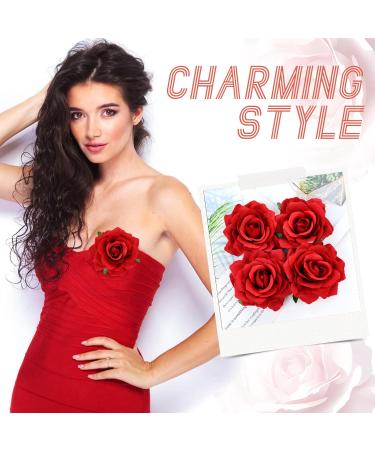 Cinaci 16 Pieces Flamenco Dancer Mexican Wine Red Rose Flower Alligator Hair Clips Barrettes Brooches Prom Party Wedding Bridal Hair Pins Accessories for Women Girls - Buy Online on GoSupps.com