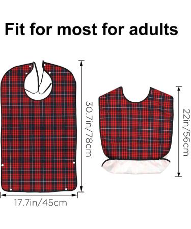 AIEX Waterproof Adult Bibs - Floral Print, Red Checkered - Washable & Reusable - Buy Online on GoSupps.com