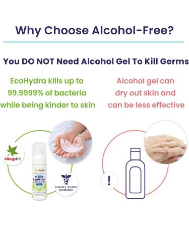 EcoHydra 500ml Alcohol-Free Foam Hand Sanitiser with Pump | NHS Approved Hospital Grade | Kills 99.9999% of Bacteria and Viruses | Safe for Children | Unscented | 1 Count - Buy Online on GoSupps.com
