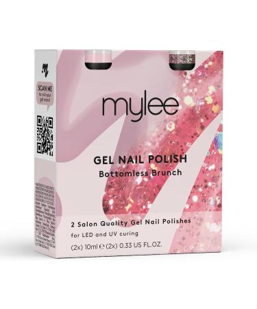 Mylee Bottomless Brunch Gel Nail Polish Duo Set - 2x10ml Pink Glitter Colors for Salon & Home Use - Long Lasting & Easy to Apply - Buy Online on GoSupps.com