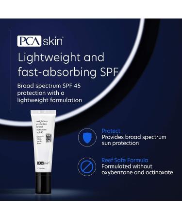 PCA SKIN Weightless Protection SPF 45- Oil-Free Hydrating Face Sunscreen with 8.4% Zinc Oxide - For Acne-Prone/All Skin Types - 1.7 fl oz - Buy Online on GoSupps.com