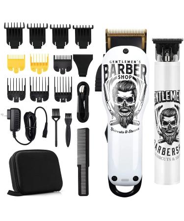 Professional Hair Clippers Cordless Haircut Kit Rechargeable 2000mAh Hair Beard Trimmer Haircut Grooming Kit with 10 Guide Combs & for barber/Men/Father/Husband/Boyfriend White