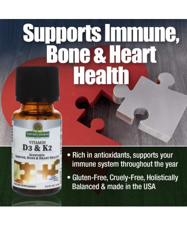 Nature's Answer Vitamin D3 & K2 Drops - 25 mcg (1000 IU) + 120 mcg - 15 ml - Buy Online on GoSupps.com