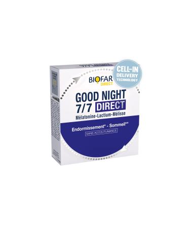 BIOFAR – GOOD NIGHT DIRECT - Food Supplement – ??Sleeping and Sleep- Fruity Taste - No Sugars or Artificial Coloring - 14 Dispersable Orosible Sticks (No Water) - 35g