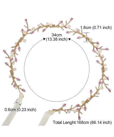 Gold Wedding Hair Accessories with Purple Crystal Pearl Leaves Headband - Bridal Headpieces for Women and Girls - Buy Online on GoSupps.com