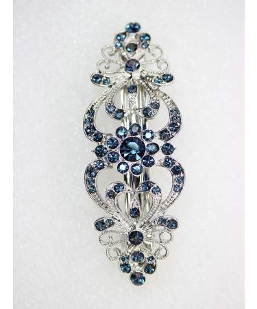 Faship Navy Blue Crystal Hearts & Floral Hair Barrette - Stunning Accessory - Buy Online on GoSupps.com