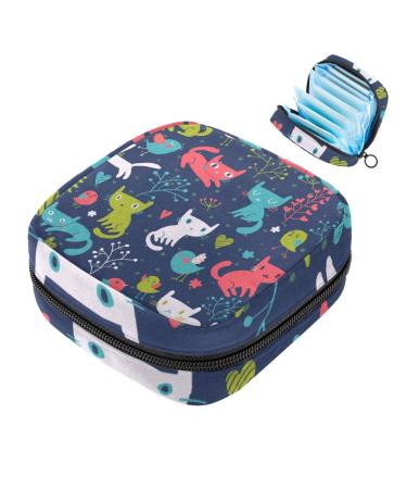Women's binding bags Cute Cat women's tampon storage bag Tampon storage bag zip pockets menstrual tied bags Multi13