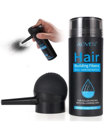 ALIVER Professional Quality Hair Fibres Hair Fibres Dark Brown for Thinning Hair Instantly Conceals Hair Loss in 15 Sec Hair Loss Concealer for Women and Men (Dark Brown)