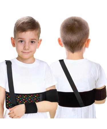 Kids Arm Sling Pediatric Shoulder Immobilizer Collarbone Brace Elbow Support Arm Bands Elbow Wrist Sling for Toddler Boy Girl Broken Fractured Arm Shoulder Injury (Dinosaur Style)