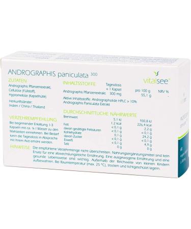 Vitalsee ANDROGRAPHIS Paniculata 300 Extract - 60 Vegan Capsules | Gluten & Lactose Free | Ayurvedic Support for Well-Being - Buy Online on GoSupps.com