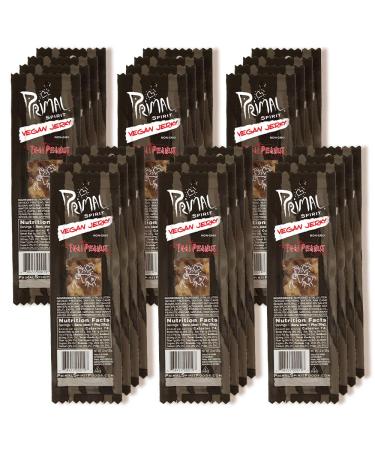 Primal Spirit Vegan Jerky – “Classic Flavor” – Thai Peanut, 10 g. Plant Based Protein, Certified Non-GMO, No Preservatives, Sports Friendly Packaging (24 Pack, 1 oz) Thai Peanut 1 Ounce (Pack of 24)