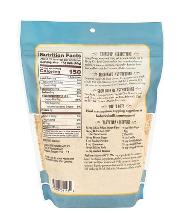 Bobs Red Mill Oat Bran Cereal 18oz - Pack of 3 | High Fiber Breakfast Option - Buy Online on GoSupps.com