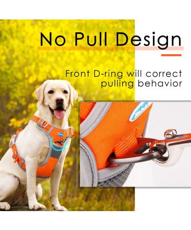 Thinkpet Anti-Pull Dog Harness with Handle - Adjustable Breathable Reflective for Medium Dogs - Orange (1 Pack) - Buy Online on GoSupps.com