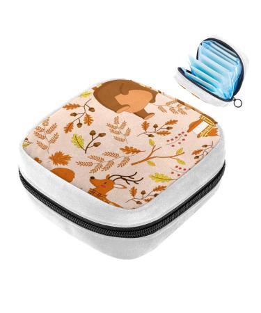 GIAPB Sanitary Napkin Storage Bag Period Bag Tampon Bag Makeup Bag Pad Pouch Leaf Bears Deer Animals Color3093