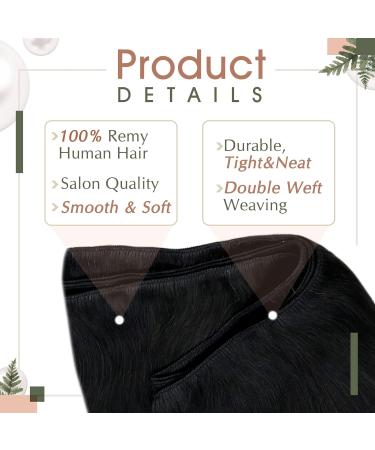 RUNATURE 40CM Real Hair Wefts Black Extensions - 100g Straight Hair for Sewing | Color #1 - Buy Online on GoSupps.com