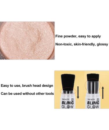 Glitter Powder Highlighter Makeup - Champagne Shimmer Body & Face Blusher | 3D Brightening Glitter Brush Powder - 1 oz - Buy Online on GoSupps.com