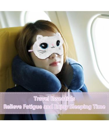 Ynaize Cute Cartoon White Cat Eye Mask - 3D Blackout Sleep Mask for Travel Naps & Relaxation | Fun Sleep Eye Cover for All Ages - Buy Online on GoSupps.com