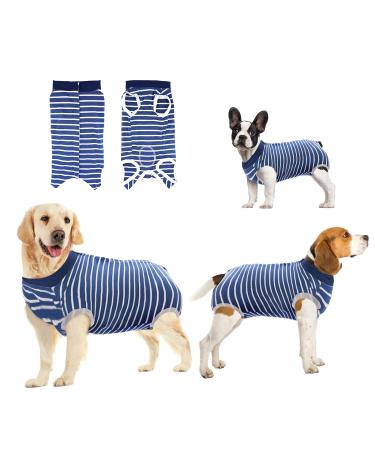 Ouuonno healing suits for dogs surgical relaxation for female male abdominal wounds spay or skin diseases cone-e-neck band alternatives (XS strips blue) XS stripes blue - Buy Online on GoSupps.com