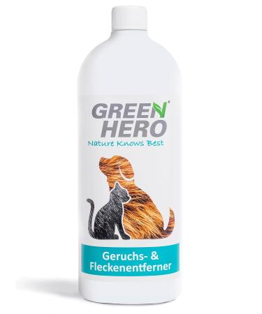 Green Hero odor remover and stain remover concentrate 1000ml result in 10 liters of cleaners against smells and spots biological enzyme cleaner for urine feces vomit - Buy Online on GoSupps.com