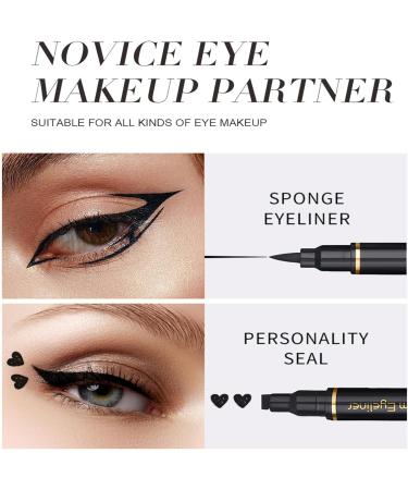 Jowyh Stamp Eyeliner Liquid Eyeliner Pen Set with Double Sided Stamp Head 6 Pieces Waterproof Long Lasting for Dating Wedding Party Travel Stage Cosplay - Buy Online on GoSupps.com