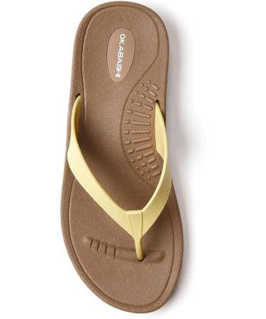 OKABASHI Women's Breeze Flip Flop in Toffee/Buttercup ML - Arch Support, Waterproof, USA-Made - Buy Online on GoSupps.com