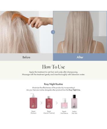 Rosy Night Repair Hair Ampoule Treatment | Protein & Peptide Complex for Damaged Hair | Musky Floral Scent Color Safe Silicone & Sulfate Free (200ml - Buy Online on GoSupps.com