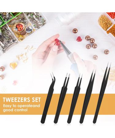 Prasacco 5-Piece Mini Bead Tweezers Set - Premium Stainless Steel Curved Tweezers for Jewelry Making and DIY Crafts - Buy Online on GoSupps.com