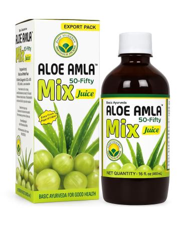 Basic Ayurveda Aloe Vera & Amla Herbal Mix Juice (Pack of 2) | 16.23 Fl Oz (480ml) | Supports Digestion Immunity & Detox | Rich in Natural Vitamin C | No Added Sugar | Gluten Free Non-GMO & Vegan