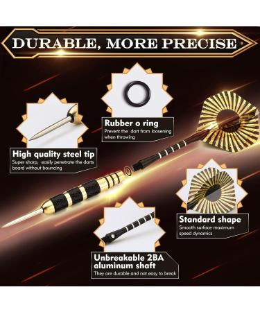 Professional Steel Tip Darts Set - 20 and 26 Grams - Aluminum Shafts, Brass Barrels, Sharpener Tool Kit - Carrying Case & Extra Flights Included - Buy Online on GoSupps.com