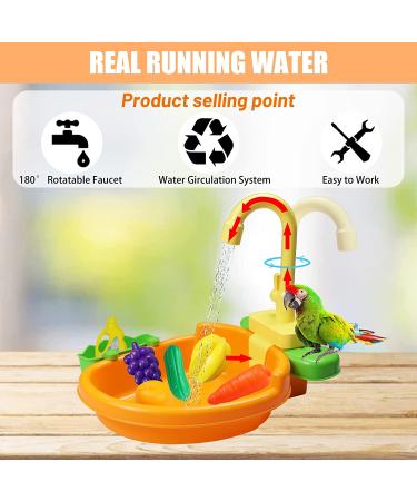 Automatic Bird Bathtub with Faucet - Ideal for Parakeets, Cockatiels, Conures, and Small Birds | SGQCAR New Orange - Buy Online on GoSupps.com