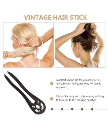 Lurrose Natural Ebony Hair Stick - Wooden U-Shaped Hair Fork Chopsticks - Retro Hairpin Clip (Random Color) - Buy Online on GoSupps.com