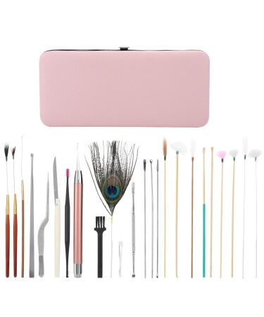 Ear Wax Tool 23 Kinds of Tools Spiral Double Ended Ear Picks Comfortable Ear Wax Removal(23 Pieces of Cherry Powder Ear Picking Set)