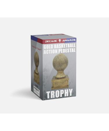 Gold Basketball Action Pedestal Trophy | Hoops Award - 6 Inch Tall | Engraved Plate Available - Buy Online on GoSupps.com