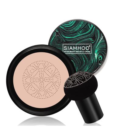 SIAMHOO CC Cream Foundation with Mushroom Head Air Cushion Full Coverage for Flawless Makeup Even Skin Tone 0.7 fl.oz - Natural 20 g (Pack of 1) Natural